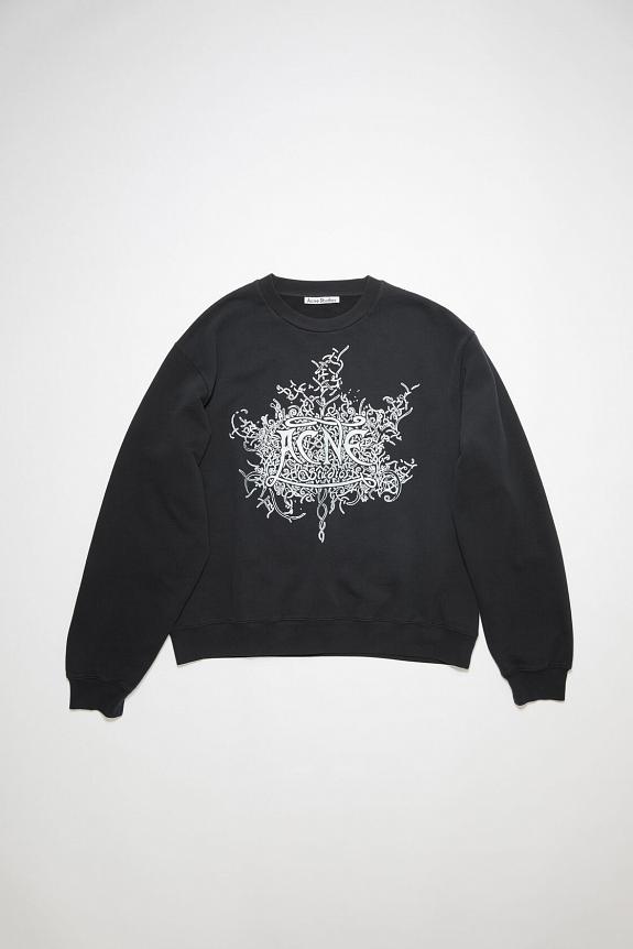Acne Studios Glow In The Dark Logo Sweater Faded Black FN-MN-SWEA000344-4