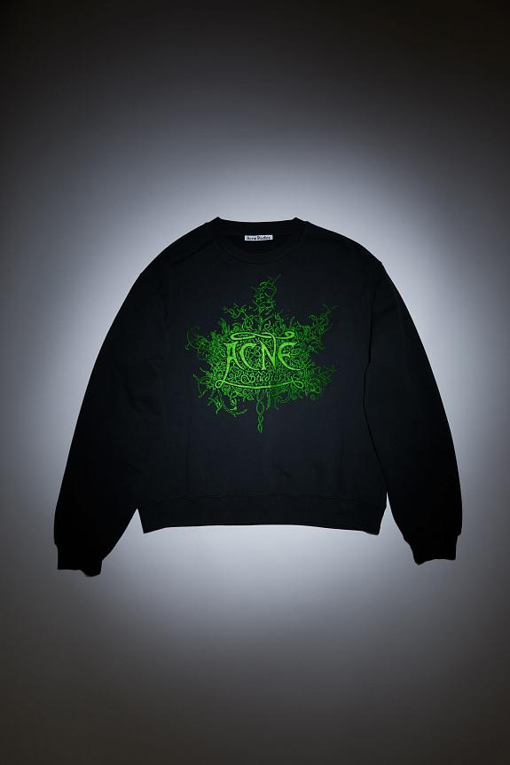 Acne Studios Glow In The Dark Logo Sweater Faded Black FN-MN-SWEA000344-1