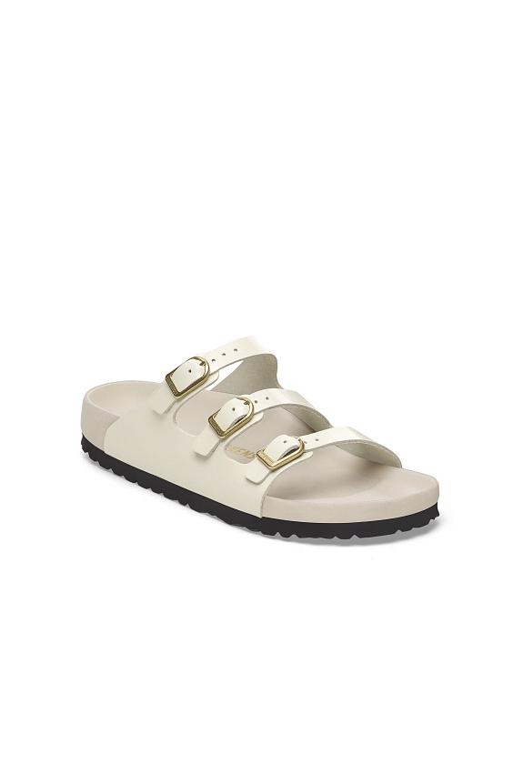 Birkenstock Florida Fresh Natural Leather Patent High-Shine Ecru