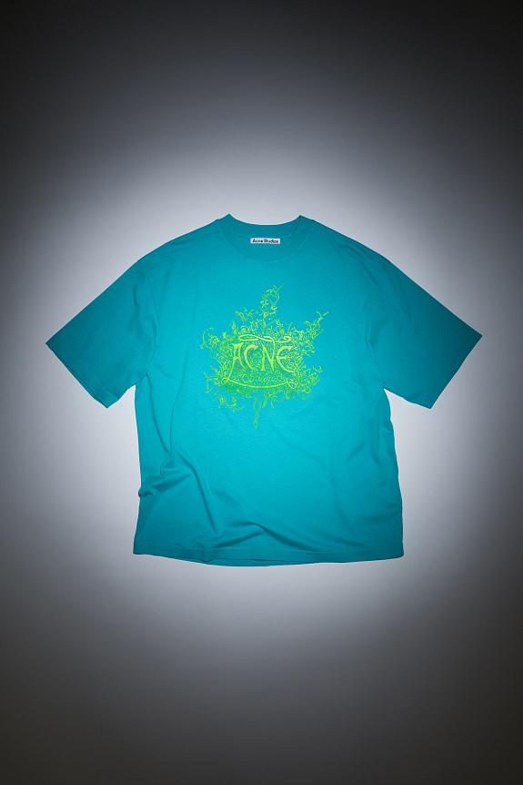 Acne Studios Glow In The Dark Logo T-shirt Fluo Blue FN-MN-TSHI000530-1