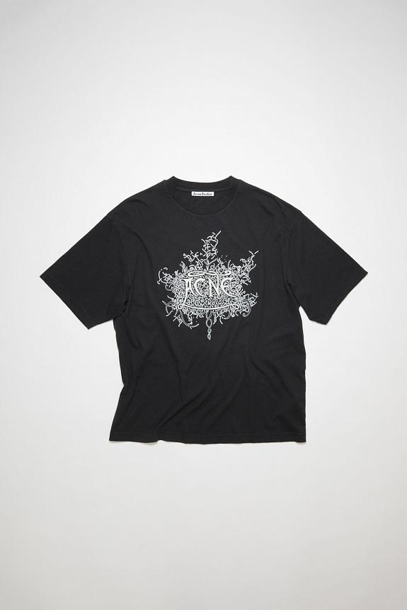 Acne Studios Glow In The Dark Logo T-shirt Faded Black FN-MN-TSHI000530-5