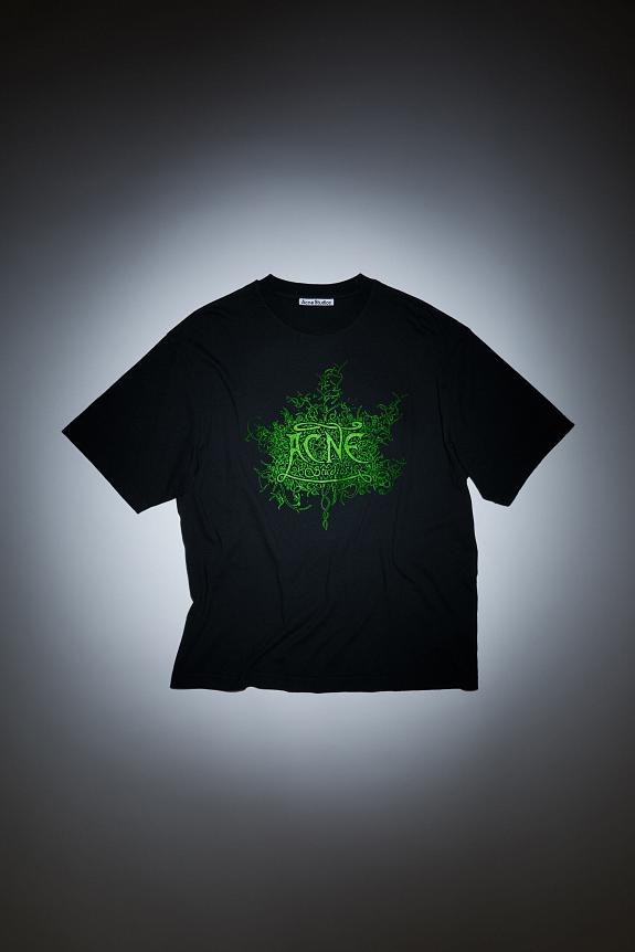 Acne Studios Glow In The Dark Logo T-shirt Faded Black FN-MN-TSHI000530-1