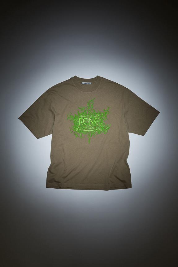 Acne Studios Glow In The Dark Logo T-shirt Dark Beige FN-MN-TSHI000530-1