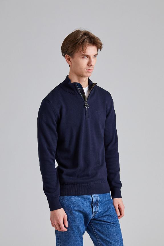 Barbour Cotton Half Zip Navy-1