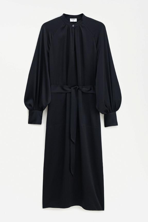 Belted Long Sleeve Dress Black