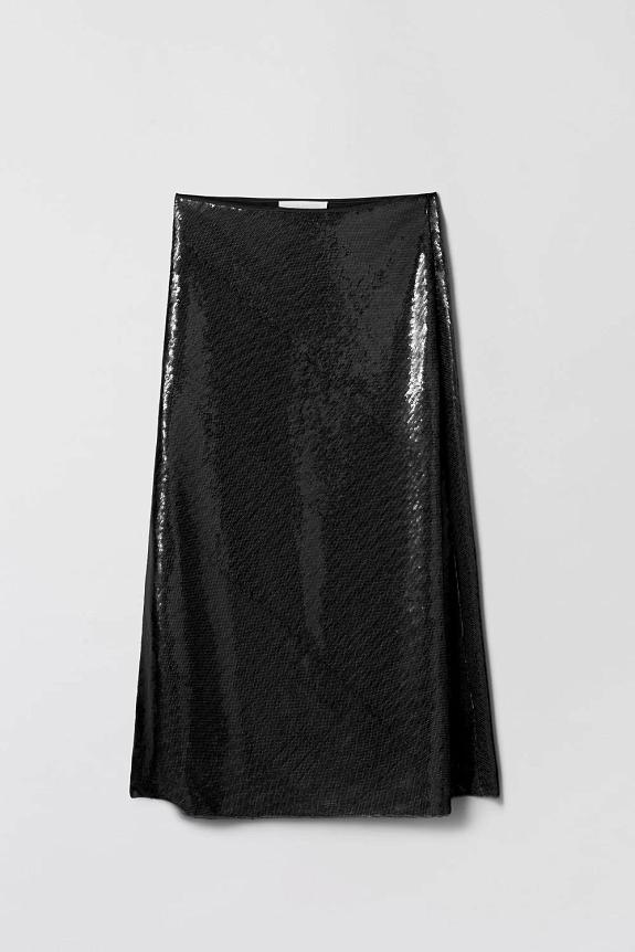 FWSS Bias Cut Sequin Skirt Jet Black 