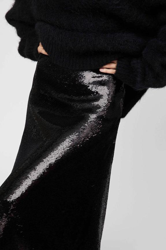 FWSS Bias Cut Sequin Skirt Jet Black 