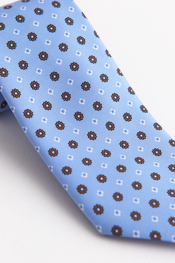 Bigi Hand Printed Silk Tie Sky Blue-1
