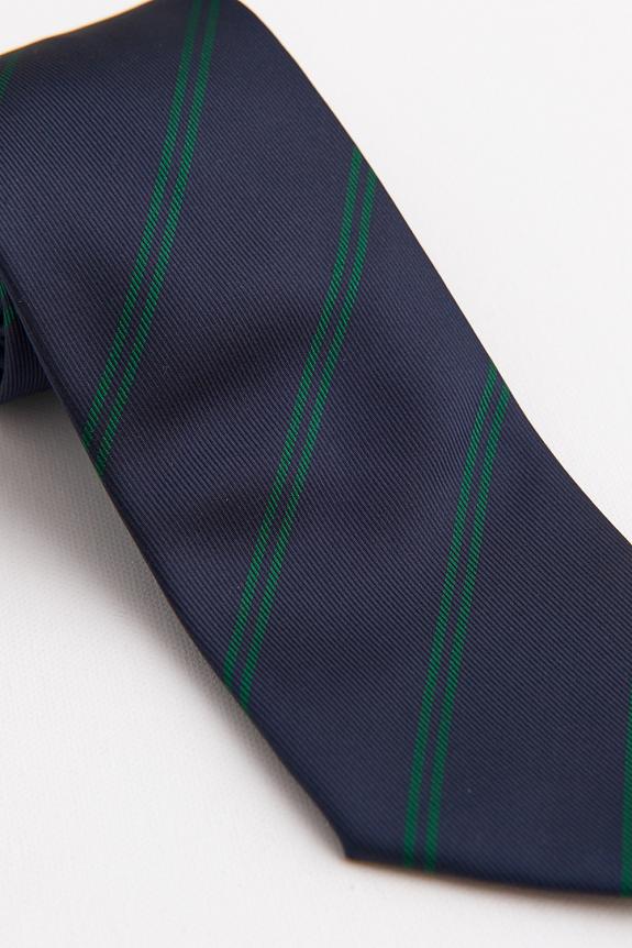 Bigi Woven Silk Tie Green Stripe-1