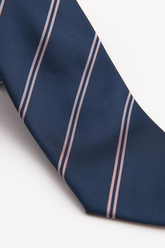 Bigi Woven Silk Tie Pink Stripe-1