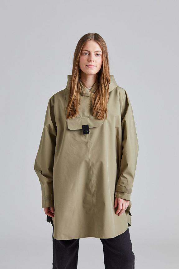 Bergen Blæst regnponcho i grønnbeige farge