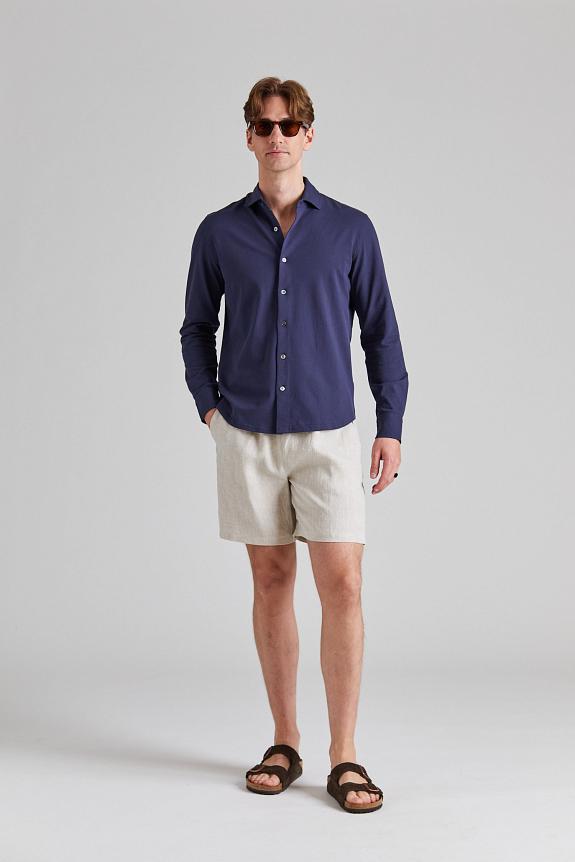 Cermino Felix Cotton Pique Shirt Navy Blue