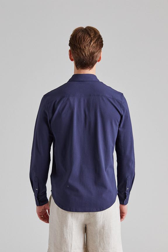 Cermino Felix Cotton Pique Shirt Navy Blue-3