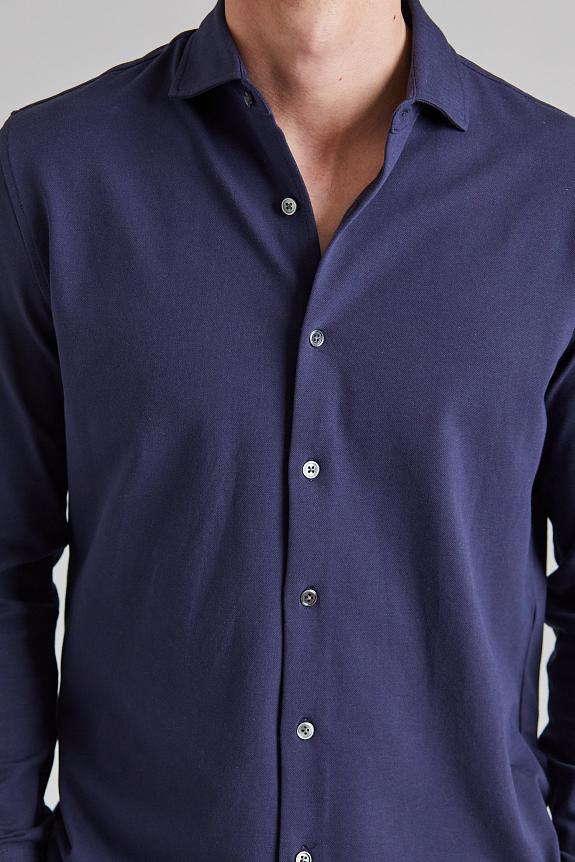 Cermino Felix Cotton Pique Shirt Navy Blue-4