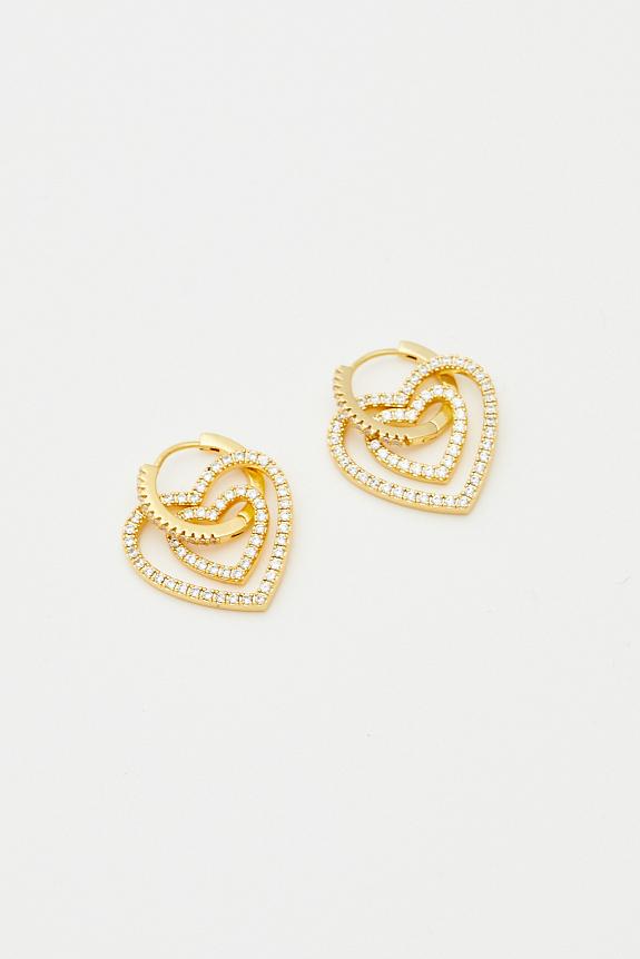 Crystal Haze Heart Collector Earring Golden-1