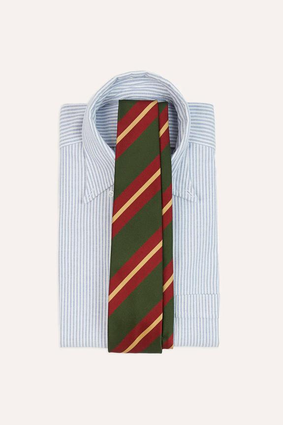 Drakes Sandwich Stripe Mogador Tie Green/Red-1