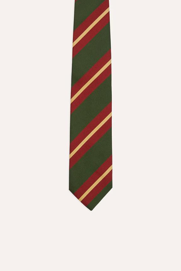 Drakes Sandwich Stripe Mogador Tie Green/Red-2