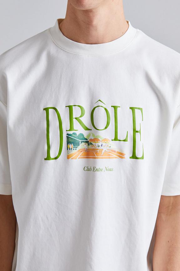Drôle de Monsieur Le T-Shirt Tennis Court Off White-3