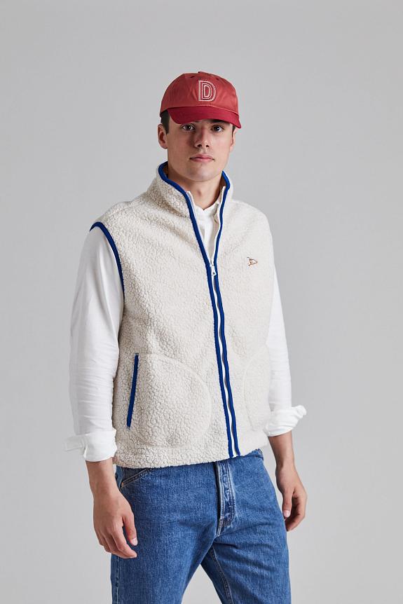 Drakes Boucle Wool Zip Fleece Vest Ecru-2