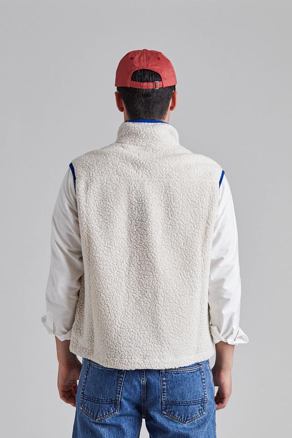 Drakes Boucle Wool Zip Fleece Vest Ecru-3