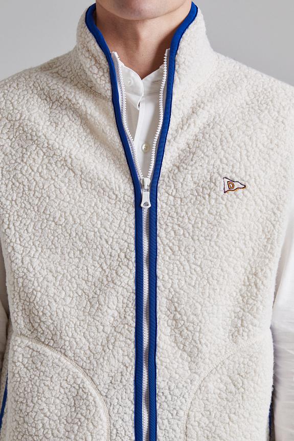 Drakes Boucle Wool Zip Fleece Vest Ecru-4