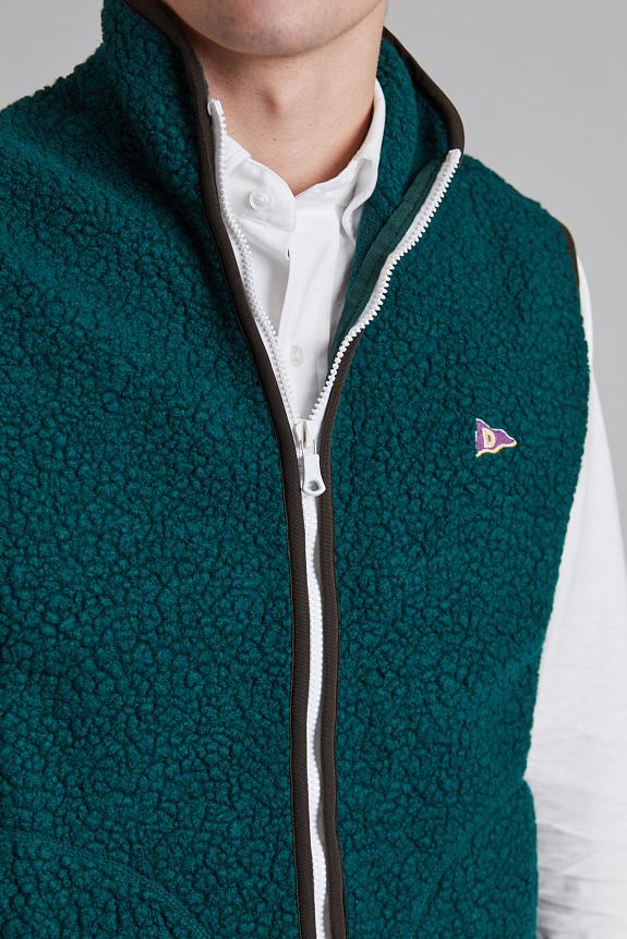 Drakes Boucle Wool Zip Fleece Vest Green-5