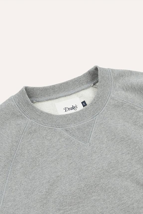 Drakes Brushed Raglan Sweatshirt Grey-6