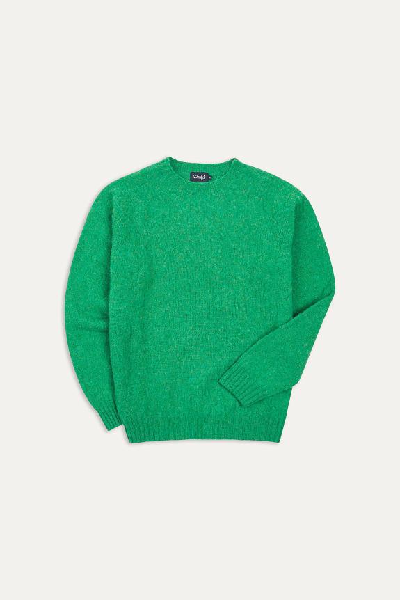 Drakes Brushed Shetland Crew Neck Jumper Pixie Green-5