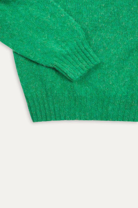 Drakes Brushed Shetland Crew Neck Jumper Pixie Green-7