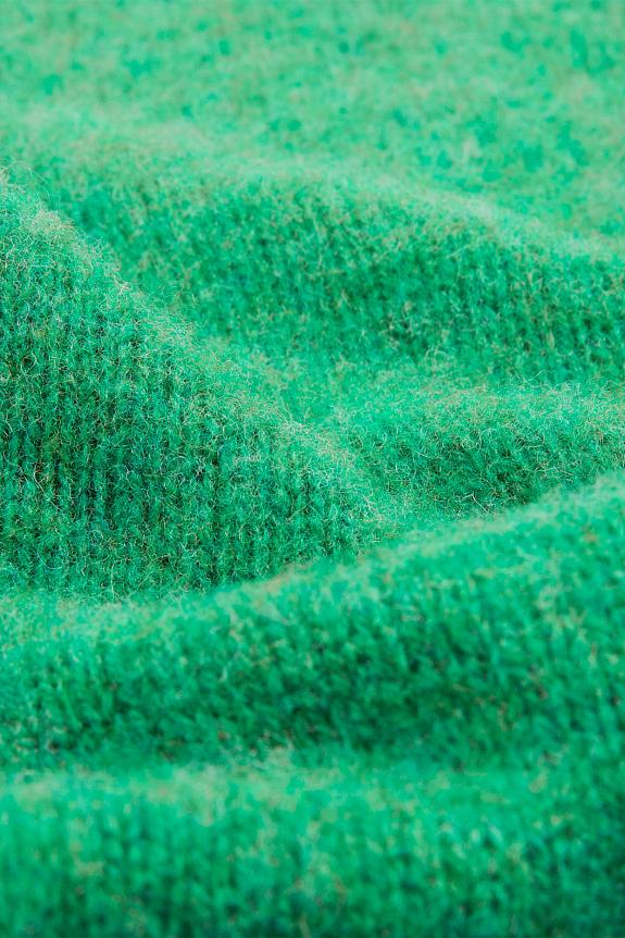 Drakes Brushed Shetland Crew Neck Jumper Pixie Green-9