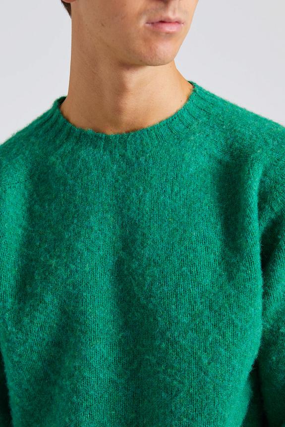 Drakes Brushed Shetland Crew Neck Jumper Pixie Green-4