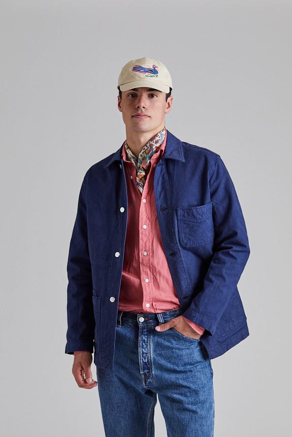 Drakes Duck Cotton Canvas Chore Navy-1