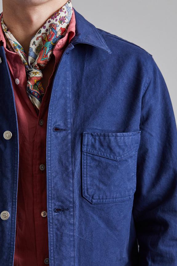Drakes Duck Cotton Canvas Chore Navy-5