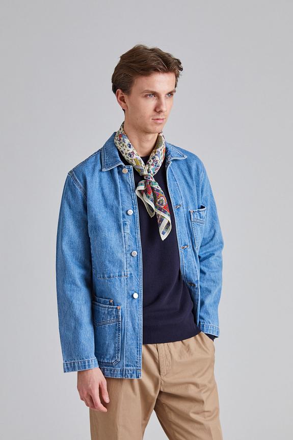 Drakes Jacket Denim Chore Bleach Wash-2