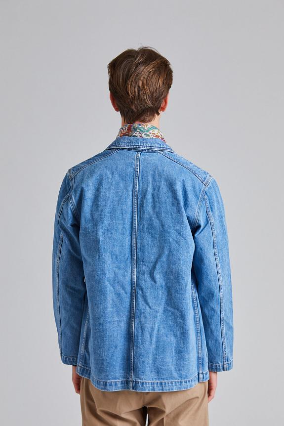 Drakes Jacket Denim Chore Bleach Wash-3