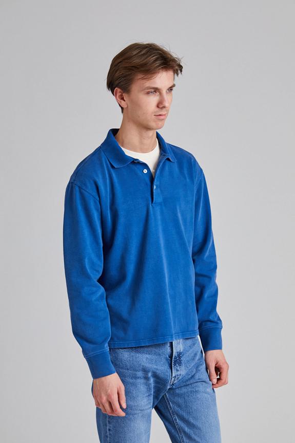 Drakes LS Jersey Polo Indigo Dye-1