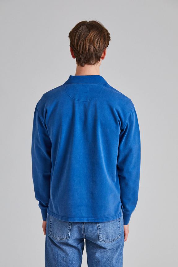 Drakes LS Jersey Polo Indigo Dye-2