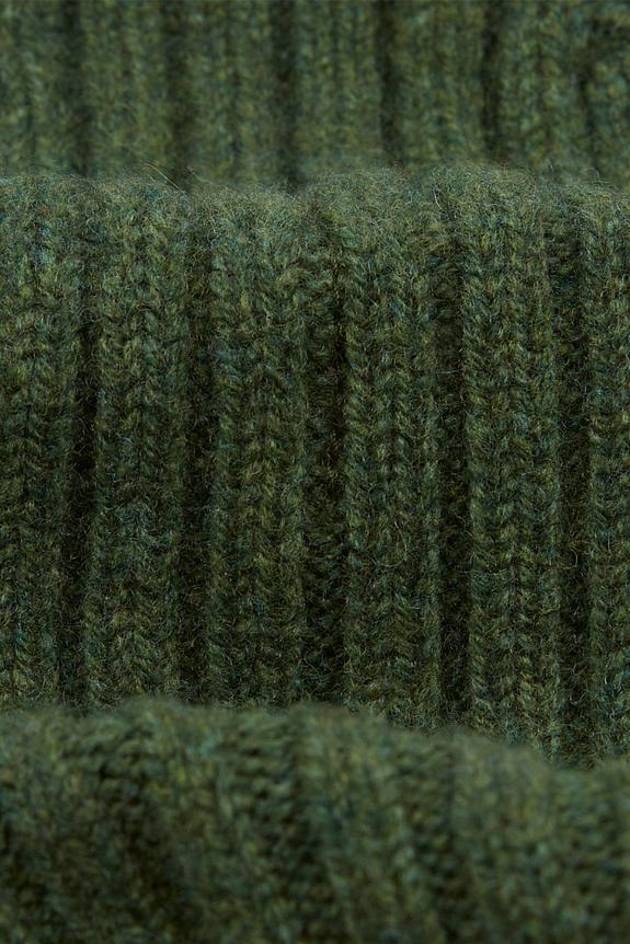 Drakes Lambswool Ribbed Knit Beanie Green-1