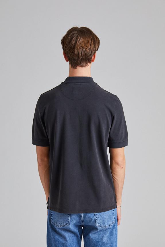 Drakes SS Washed Pique Polo Faded Black-2