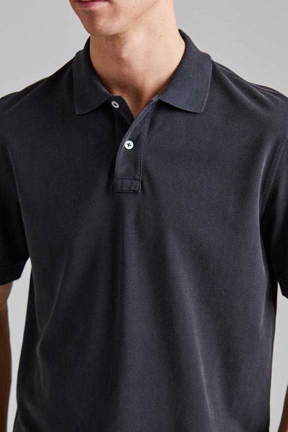 Drakes SS Washed Pique Polo Faded Black-3