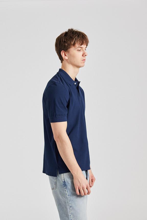 Drakes SS Washed Pique Polo Navy-2