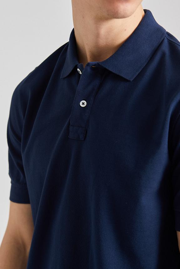 Drakes SS Washed Pique Polo Navy-4