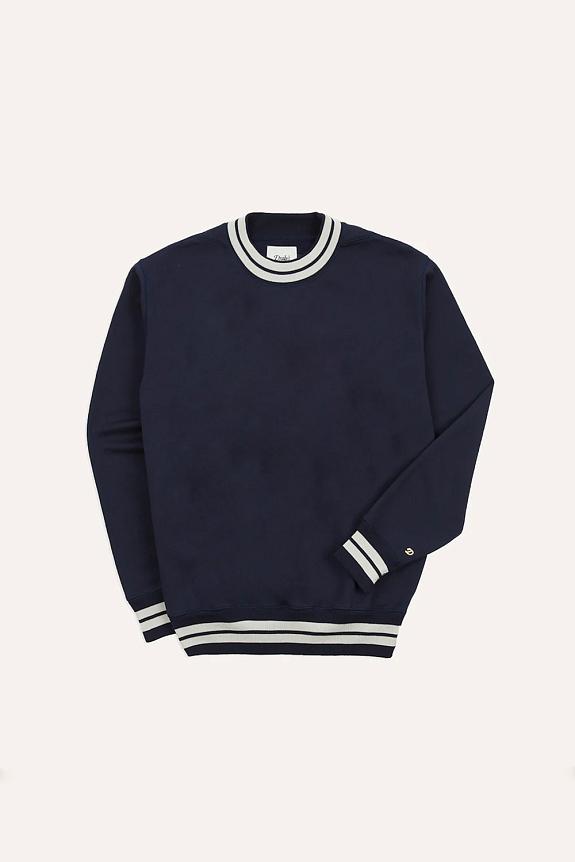 Drakes Striped Rib Sweatshirt Navy-5