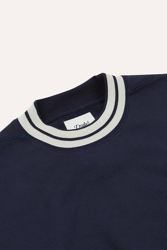 Drakes Striped Rib Sweatshirt Navy-6