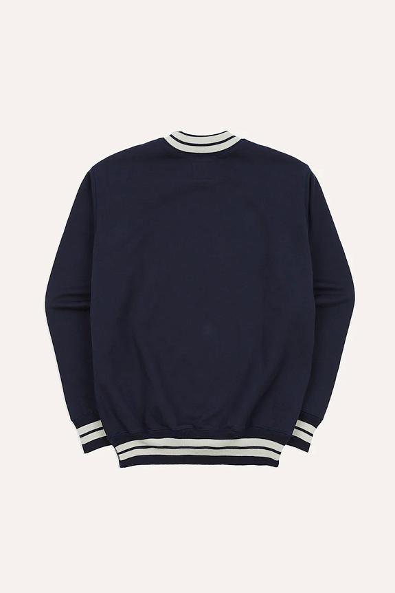 Drakes Striped Rib Sweatshirt Navy-9