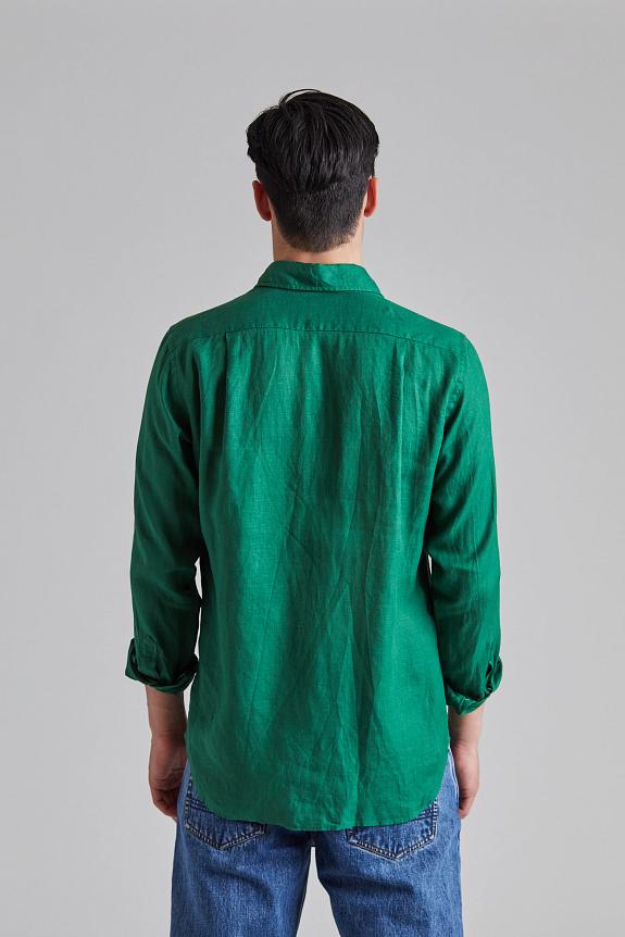 Drakes The Linen Summer Shirt Forest Green-1