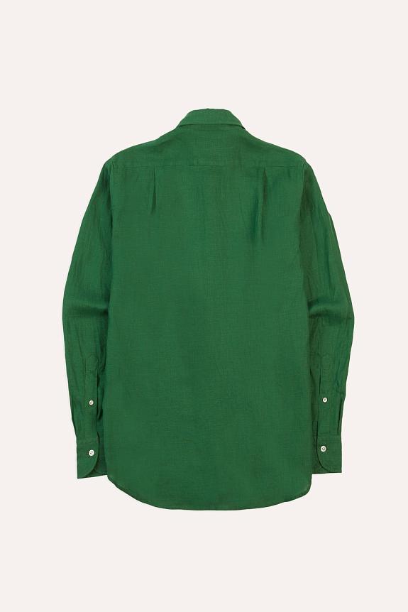 Drakes The Linen Summer Shirt Forest Green-6