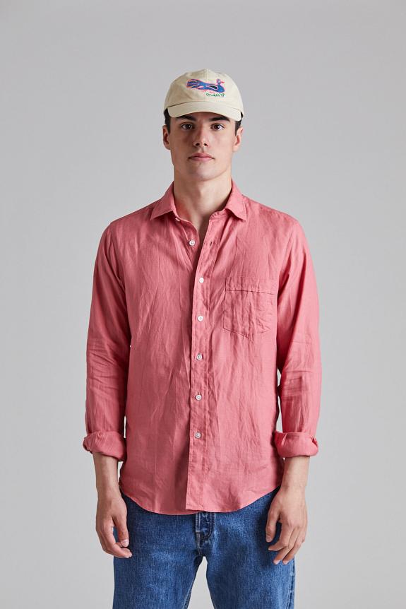 Drakes The Linen Summer Shirt Pink