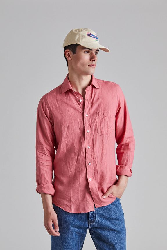 Drakes The Linen Summer Shirt Pink-2