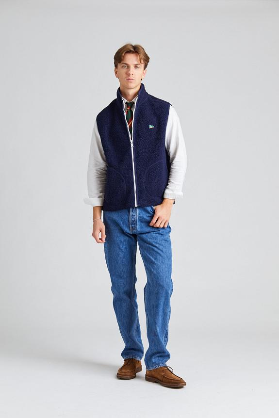 Drakes Zip Through Fleece Vest Navy